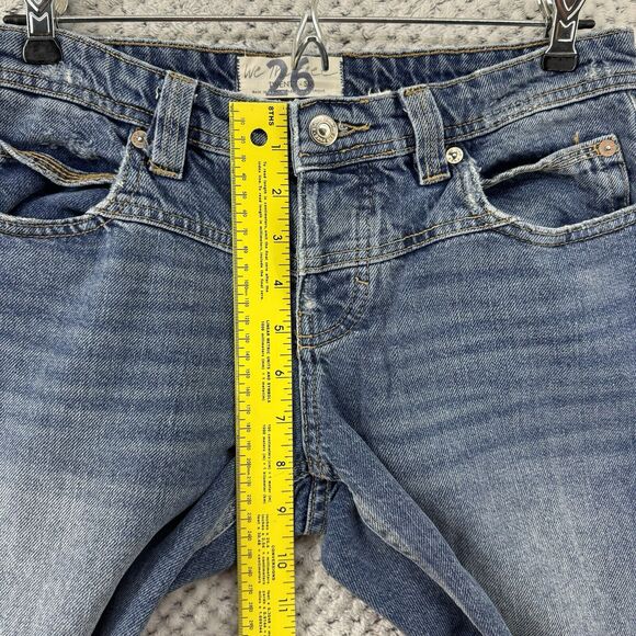 We The Free Jeans Women 26 Blue Medium Wash Straight Leg Mid Rise Button Fly - Picture 11 of 15